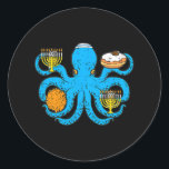 Hanukkah Octopus Chanukah Runder Aufkleber<br><div class="desc">Hanukkah Octopus Chanukah</div>