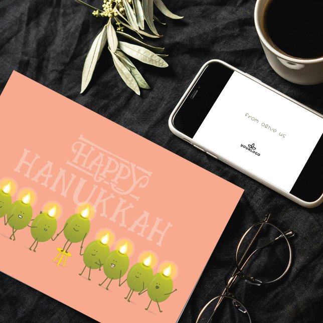 Hanukkah Olive Menorah | Logo Peach Corporate Karte (Von Creator hochgeladen)