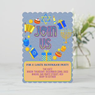 Hanukkah-Party Einladungen mit modernem Textdesign