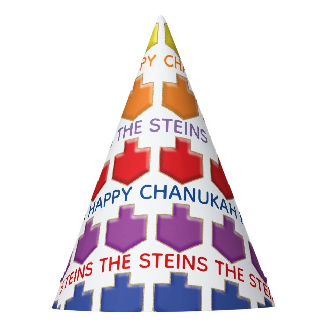 Hanukkah Party Hat "3D Dreidels" Partyhütchen (Vorderseite)