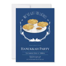 Hanukkah Party lächeln Latkes Blue White Holiday