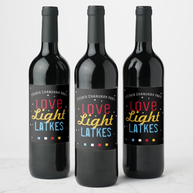Hanukkah Party Liebe Light Latches Personalisiert Weinetikett (Flaschen)