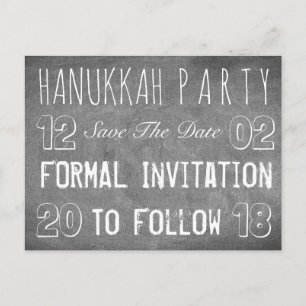 Hanukkah-Party Save the Date Chalkboard-Stil Ankündigungspostkarte