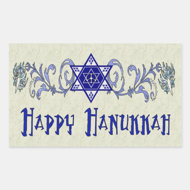 Hanukkah Peace Star Rechteckiger Aufkleber (Vorderseite)