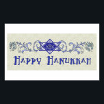 Hanukkah Peace Star Rechteckiger Aufkleber<br><div class="desc">Scrollwork hat einen Stern von David mit einem Friedenszeichen in der Mitte und einem Wunsch nach einem Happy Hanukkah.</div>