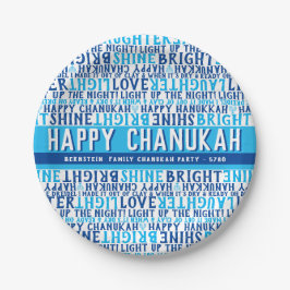 HANUKKAH Phases Liebe Light Laughter FunkyType Blu Pappteller