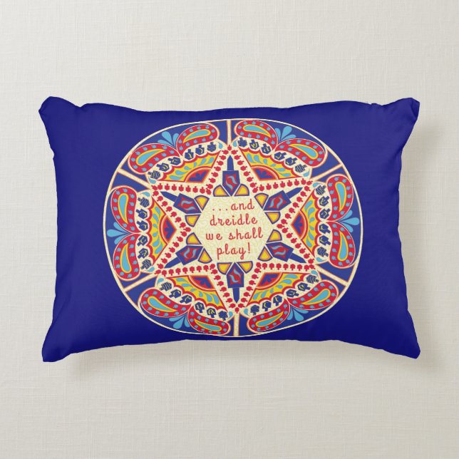 Hanukkah Pillow "Chanukah Paisley Dreidle Design" Dekokissen (Vorderseite)