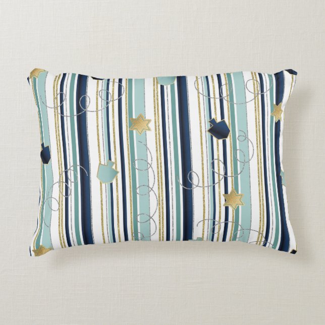 Hanukkah Pillow Dreidels N Stars Dekokissen (Vorderseite)