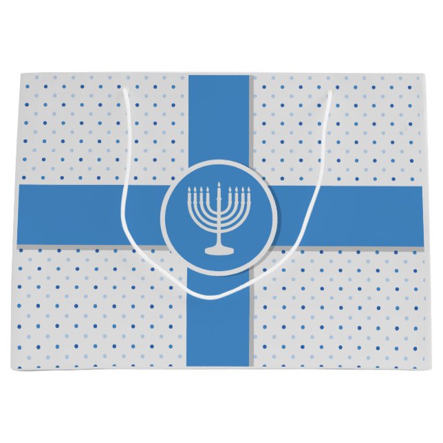 Hanukkah Polka Dot Wrapped Gift Große Geschenktüte (Vorderseite)