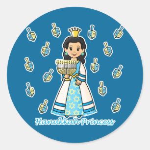 Hanukkah Princess Runder Aufkleber