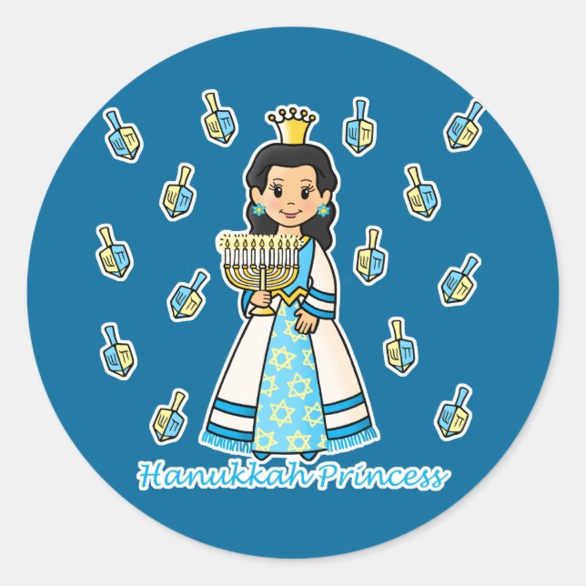Hanukkah Princess Runder Aufkleber (Vorderseite)