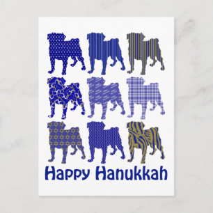 Hanukkah Pugs Feiertagspostkarte