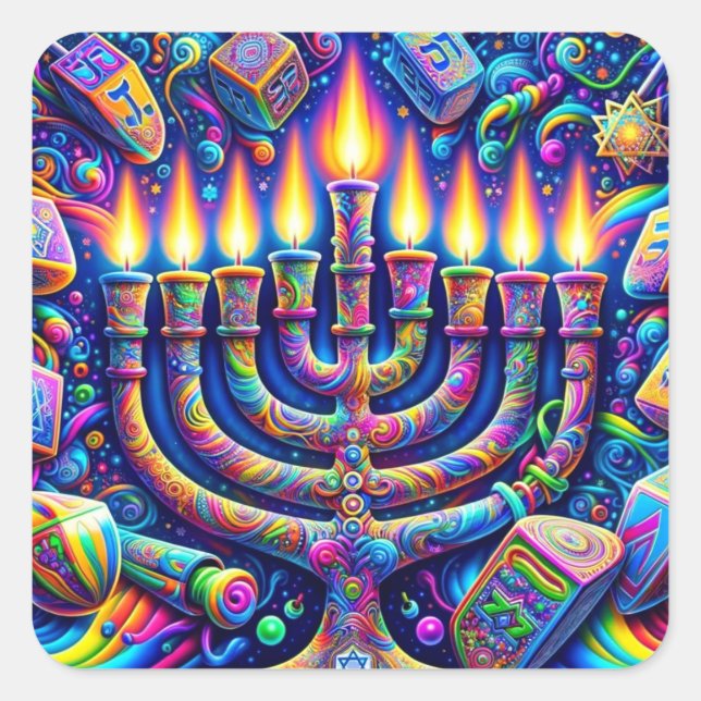 Hanukkah Quadratischer Aufkleber (Vorderseite)