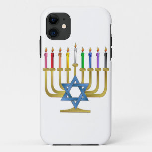 Hanukkah Rainbow Candles Gold Menorah title_seo2