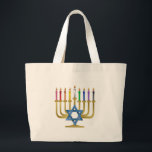 Hanukkah Rainbow Candles Gold Menorah Jumbo Stoffbeutel<br><div class="desc">You are viewing The Lee Hiller Designs Collection of Home and Office Decor,  Apparel,  Gifts and Collectibles. The Designs inklusive Lee Hiller Fotogray and Mixed Media Digital Art Collection. You can view her Nature fotogray at http://HikeOurPlanet.com/ and follow her hiking blog within Hot Springs National Park.</div>