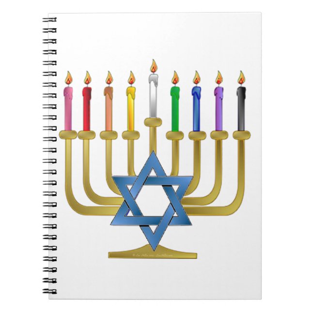 Hanukkah Rainbow Candles Gold Menorah Notizblock (Vorderseite)