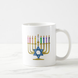 Hanukkah Regenbogenkerzen Gold Menora Kaffeetasse
