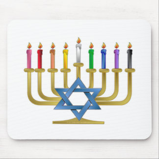Hanukkah Regenbogenkerzen Gold Menora Mousepad