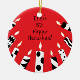 Hanukkah Rot/Weiß/Schwarze Kerzen Ornament