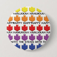Hanukkah Round Button, Personalize 3D Dreidels