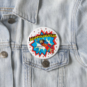 Hanukkah Round Button, Personalize Judah Maccabee Button