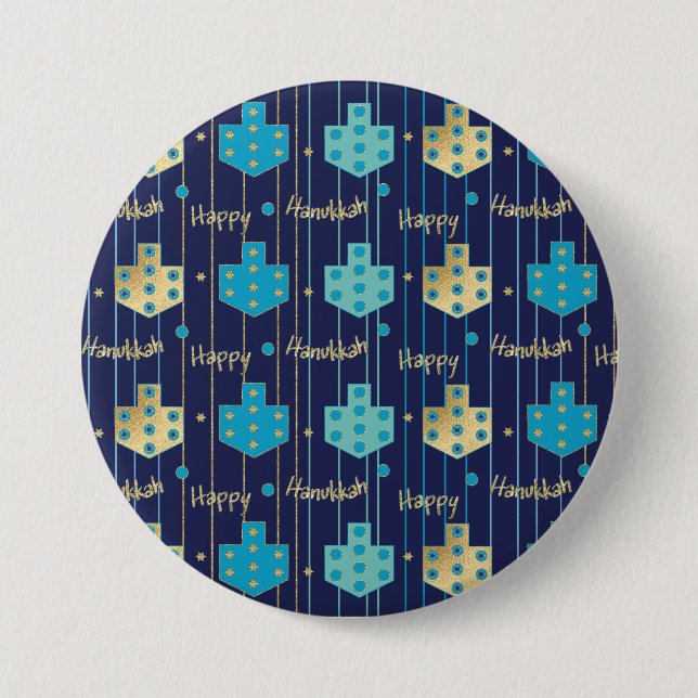 Hanukkah Round Buttons Extravagant Shmancey Dreide (Vorderseite)