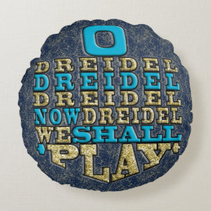 Hanukkah Round Pillow "O Dreidel Dreidel Dreidel D Rundes Kissen