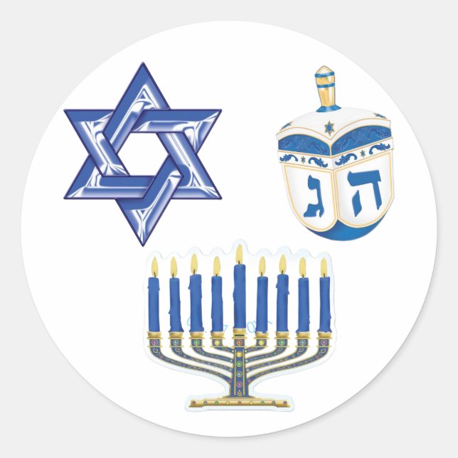Hanukkah Runder Aufkleber (Vorderseite)
