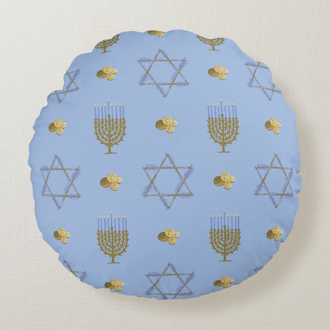 Hanukkah Rundes Kissen (Vorderseite)