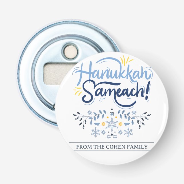 Hanukkah Sameach | Einfache Elegant Hanukkah Famil Flaschenöffner (Vorderseite)