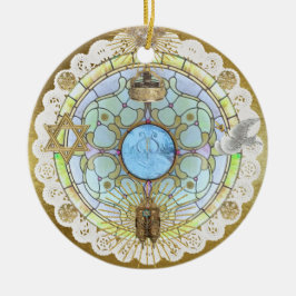 Hanukkah Sanctuary Window Ceramic Ornament