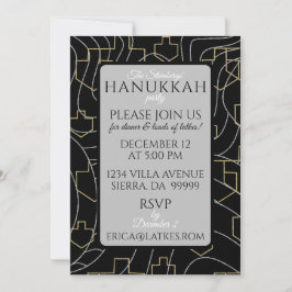 Hanukkah Silver Gold Design Einladung