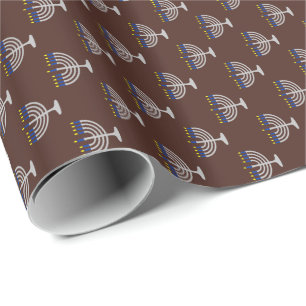 Hanukkah Silver Menorah auf Brown Geschenkpapier