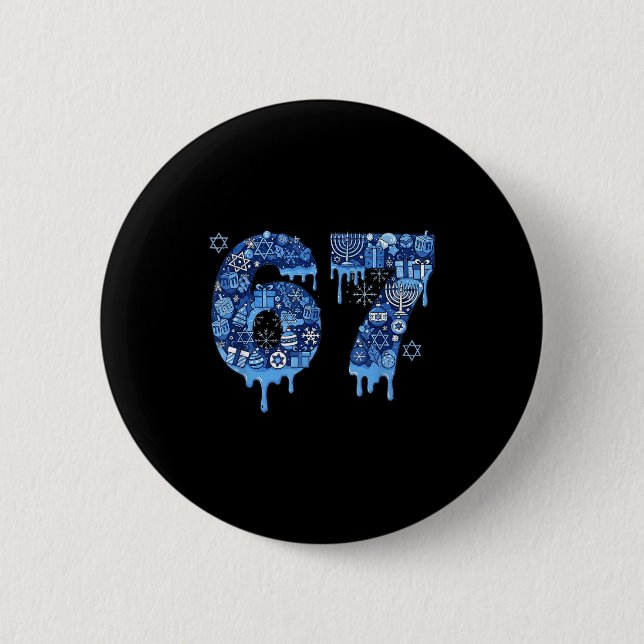 Hanukkah Six Seven 67 Meme Funny Dreidel Menorah S Button (Vorderseite)