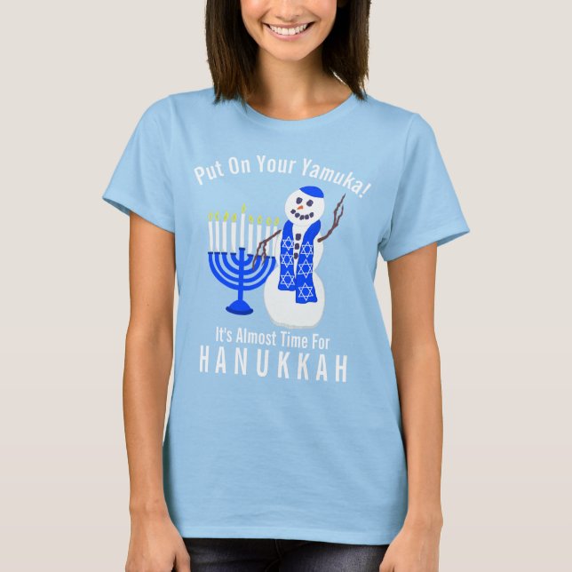 Hanukkah Snowman Niedlich Leg deinen Yamuka Funny  T-Shirt (Vorderseite)