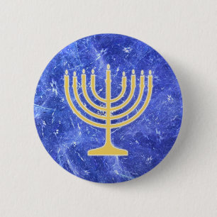 Hanukkah Snowstorm Menorah Button