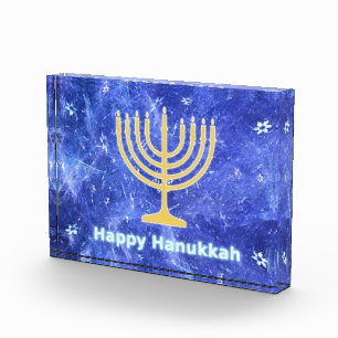 Hanukkah Snowstorm Menorah Fotoblock