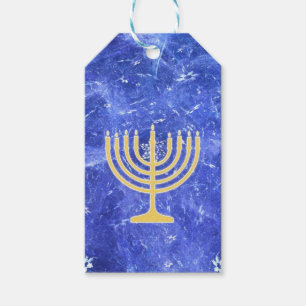 Hanukkah Snowstorm Menorah Geschenkanhänger