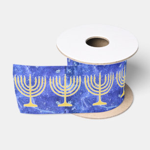 Hanukkah Snowstorm Menorah Satinband