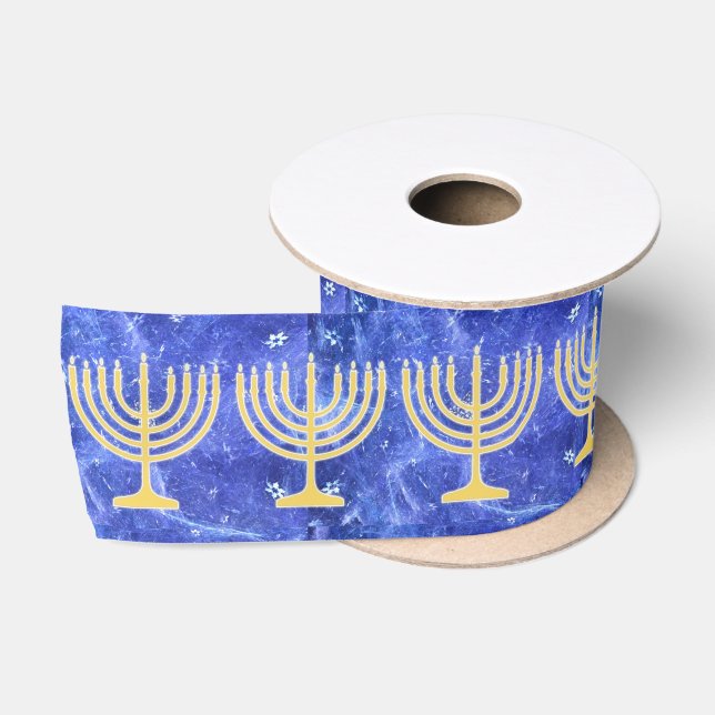 Hanukkah Snowstorm Menorah Satinband (Spule)