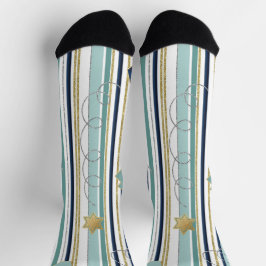 Hanukkah Socks "Blue and Gold Stripes" Socken