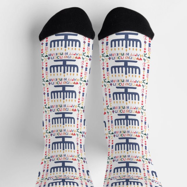 Hanukkah Socks "Menorah Happy" Socken (Oben)
