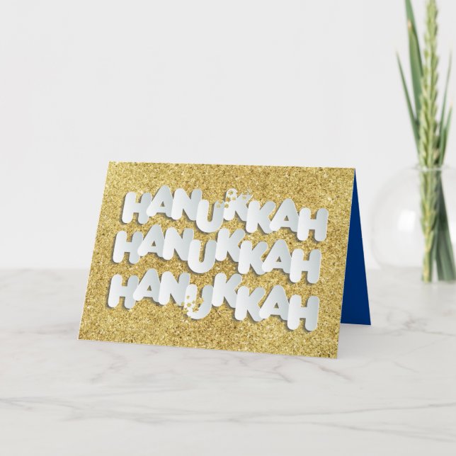 Hanukkah Sparkle Gold Stars Grußkarte Feiertagskarte (Vorderseite)