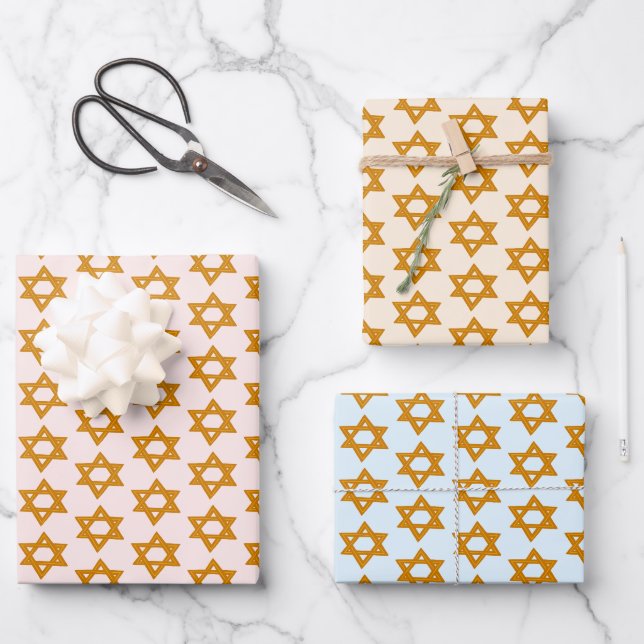 HANUKKAH STAR DAVID Jüdisches Holiday Set of Geschenkpapier Set (Vorderseite)