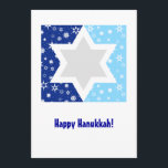 Hanukkah Star of David Snowflake Feiertagskarte<br><div class="desc">Send a card with graphic impact. Perfekte Einladung für Hanukkah Card or for a holiday party. Add your own personalized message on the front & back or edit the text to make a great party einladung. With matching products.</div>