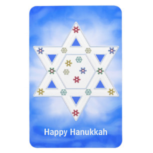 Hanukkah Star und Schneeflocken Blau Magnet