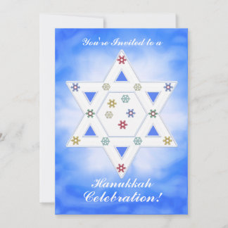 Hanukkah Star und Schneeflocken Celebration Blue Einladung