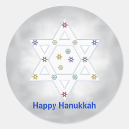 Hanukkah Star und Schneeflocken Grau Runder Aufkleber