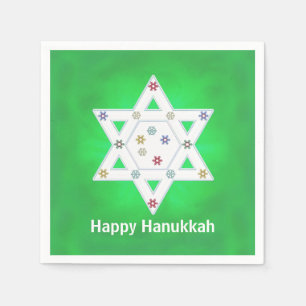Hanukkah Star und Schneeflocken grün Serviette