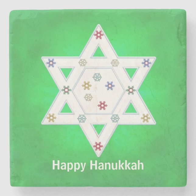 Hanukkah Star und Schneeflocken grün Steinuntersetzer (Vorderseite)